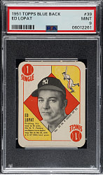 1951 Topps Blue Back #39 Ed Lopat PSA MINT 9