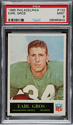 1965 Philadelphia Football #133 Earl Gros PSA MINT 9