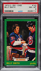1973-1974 O-Pee-Chee Hockey #142 Billy Smith Rookie PSA NM-MT 8