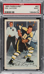 1953-1954 Parkhurst Hockey #87 Hal Laycoe PSA MINT 9