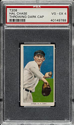 1909-1911 T206 White Border Hal Chase Throwing Dark Cap PSA VG-EX 4