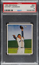 1950 Bowman #82 Whitey Lockman PSA MINT 9