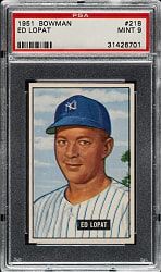1951 Bowman #218 Eddie Lopat PSA MINT 9