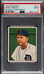 1950 Bowman #212 Gerry Priddy PSA MINT 9