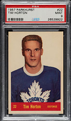 1957-1958 Parkhurst Hockey #22 Tim Horton PSA MINT 9