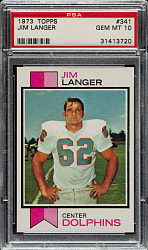 1973 Topps Football #341 Jim Langer PSA GEM MINT 10