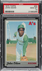 1970 Topps #55 John Odom PSA GEM MINT 10