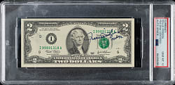 Rollie Fingers Signed Two Dollar Bill PSA/DNA GEM MINT 10