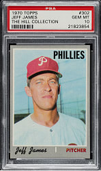 1970 Topps #302 Jeff James PSA GEM MINT 10 - 1 of 2!