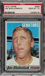 1970 Topps #389 Jim Shellenback PSA GEM MINT 10 - 1 of 4!