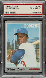 1970 Topps #390 Wille Davis PSA GEM MINT 10 - 1 of 4!