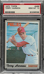 1970 Topps #486 Terry Harmon PSA GEM MINT 10 - 1 of 3!