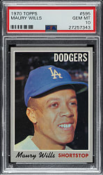 1970 Topps #595 Maury Wills PSA GEM MINT 10 - 1 of 2!