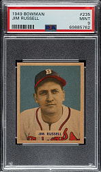 1949 Bowman #235 Jim Russell PSA MINT 9 - 1 of 4 - Highest Graded!
