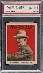 1915 E145 Cracker Jack #23 Charles Comisky PSA NM-MT 8