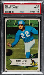 1954 Bowman Football #53 Bobby Layne PSA MINT 9