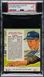 1955 Red Man Tobacco #AL-3 Whitey Ford PSA MINT 9 - 1 of 3 - Highest Graded!