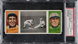 1912 T202 Hassan Triple Folder "Speaker Almost Caught" Fred Clarke/Miller PSA EX-MT 6