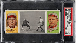 1912 T202 Hassan Triple Folder "Caught Asleep Off First" Roger Bresnahan/Harmon PSA NM 7