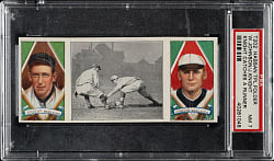 1912 T202 Hassan Triple Folder "Knight Catches a Runner" Walter Johnson/Knight PSA NM 7