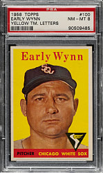 1958 Topps #100 Early Wynn Yellow Letters PSA NM-MT 8