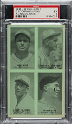 1931-1932 Exhibits 4-on-1 with Mickey Cochrane, Jimmy Foxx and Lefty Grove PSA EX 5