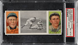 1912 T202 Hassan Triple Folder "Lobert Almost Caught" Kling/Steinfeldt PSA NM-MT 8