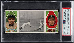 1912 T202 Hassan Triple Folder "Fast Work at Third" Ty Cobb/O'Leary PSA EX-MT 6