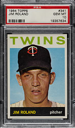 1964 Topps #341 Jim Roland PSA GEM MINT 10 - 1 of 6!