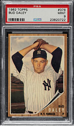 1962 Topps #376 Bud Daley PSA MINT 9 - Highest Graded!