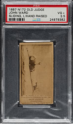 1888 N172 Old Judge John Ward PSA VG+ 3.5 - Scarce Sliding Pose!