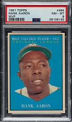 1961 Topps #484 Hank Aaron MVP PSA NM-MT 8