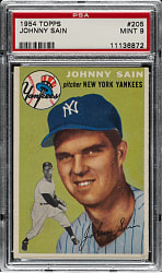 1954 Topps #205 Johnny Sain PSA MINT 9