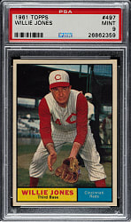 1961 Topps #497 Willie Jones PSA MINT 9