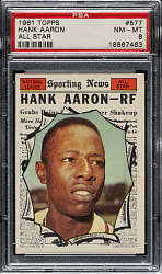 1961 Topps #577 Hank Aaron All-Star PSA NM-MT 8