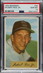 1954 Bowman #30 Delbert Rice PSA GEM MINT 10
