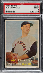 1957 Topps #261 Bob Chakales PSA MINT 9