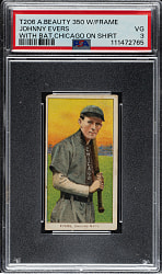 1909-1911 T206 White Border Johnny Evers with Bat, Chicago on Shirt PSA VG 3 - American Beauty 350 Back