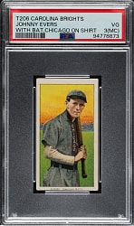 1909-1911 T206 White Border Johnny Evers with Bat, Chicago on Shirt PSA VG 3 (MC) - Carolina Brights Back