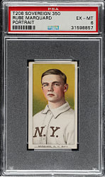 1909-1911 T206 White Border Rube Marquard Portrait PSA EX-MT 6 - Sovereign 350 Back