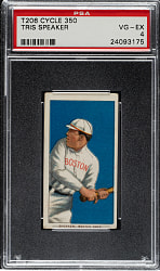 1909-1911 T206 White Border Tris Speaker Rookie PSA VG-EX 4 - Cycle 350 Back