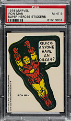 1976 Topps "Marvel Super Heroes Stickers" Iron Man PSA MINT 9