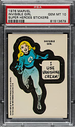 1976 Topps "Marvel Super Heroes Stickers" Invisible Girl PSA GEM MINT 10