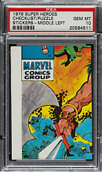 1976 Topps "Marvel Super Heroes Stickers" Checklist/Puzzle PSA GEM MINT 10