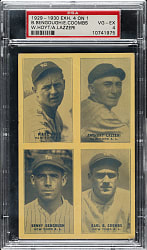 1929-1930 Exhibits 4-on-1 with Waite Hoyt, Tony Lazzeri, and Earl Combs PSA VG-EX 4