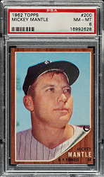 1962 Topps #200 Mickey Mantle PSA NM-MT 8