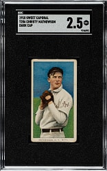 1909-1911 T206 White Border Christy Mathewson Dark Cap SGC GOOD+ 2.5