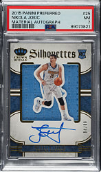 2015-2016 Panini Preferred Basketball Material Autographs #25 Nikola Jokic Rookie #84/99 PSA NM 7