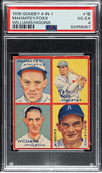 1935 R321 Goudey "4-in-1" Mahaffey/Jimmie Foxx/Williams/Higgins PSA VG-EX 4