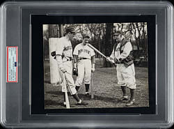 1943 Honus Wagner with Jim Russell and Frank Colman Original News Service Photograph PSA/DNA Type I